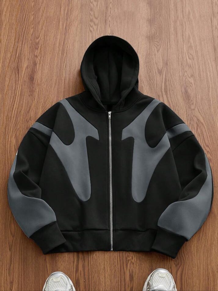 URBAN-UNCLE Men's Knit Casual Unique Color Combination Loose Fit Hoody
